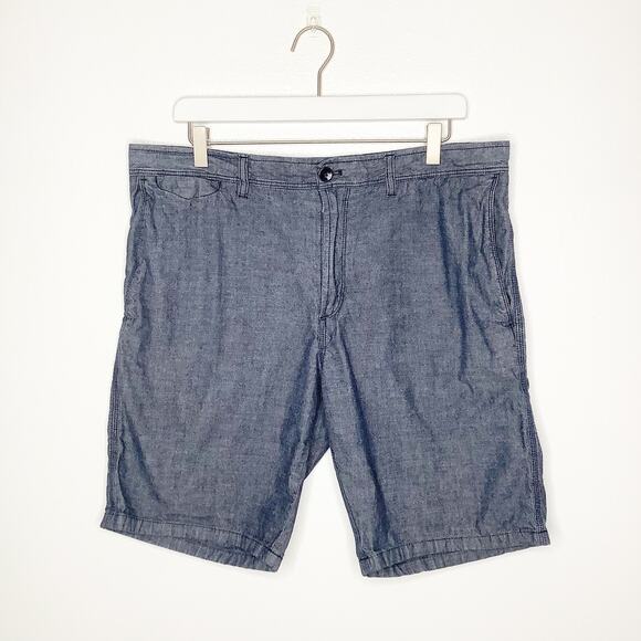 Banana Republic Other - Banana Republic Aiden Chambray Blue Flat Front Chino Shorts Cotton 35